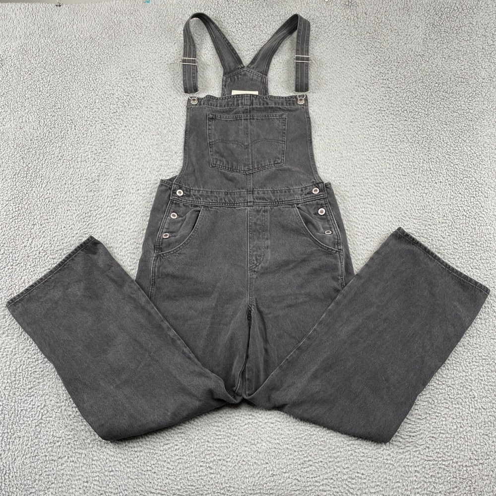 Levi's Overalls Womens L Black SilverTab Baggy Wide Leg Denim Dungarees Cotton
